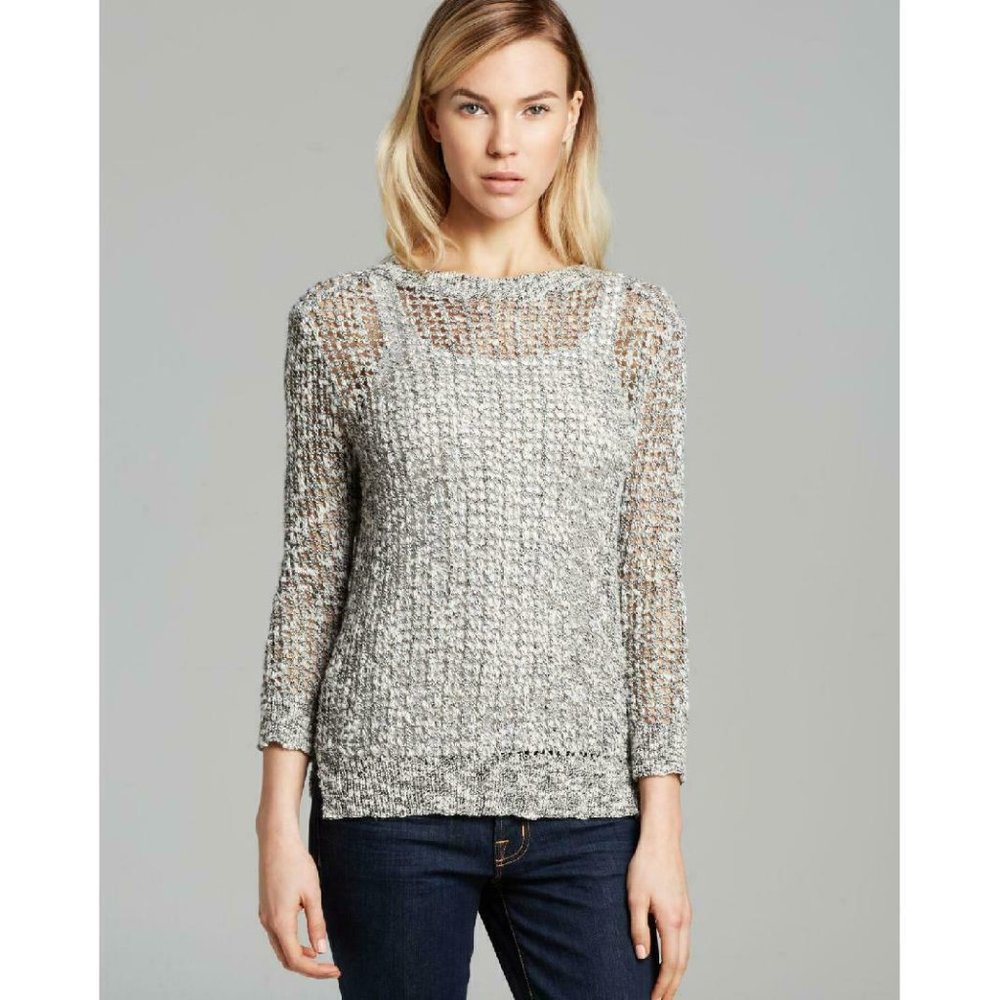 Theory Rainee Marled Pointing Knit Light Sweater/Top - Cotton Linen